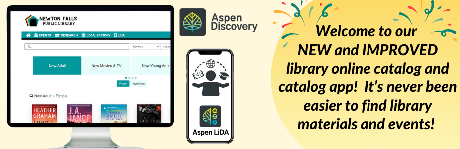 Welcome to our  NEW and IMPROVED library online catalog and catalog app!  It’s never been easier to find library materials and events! 